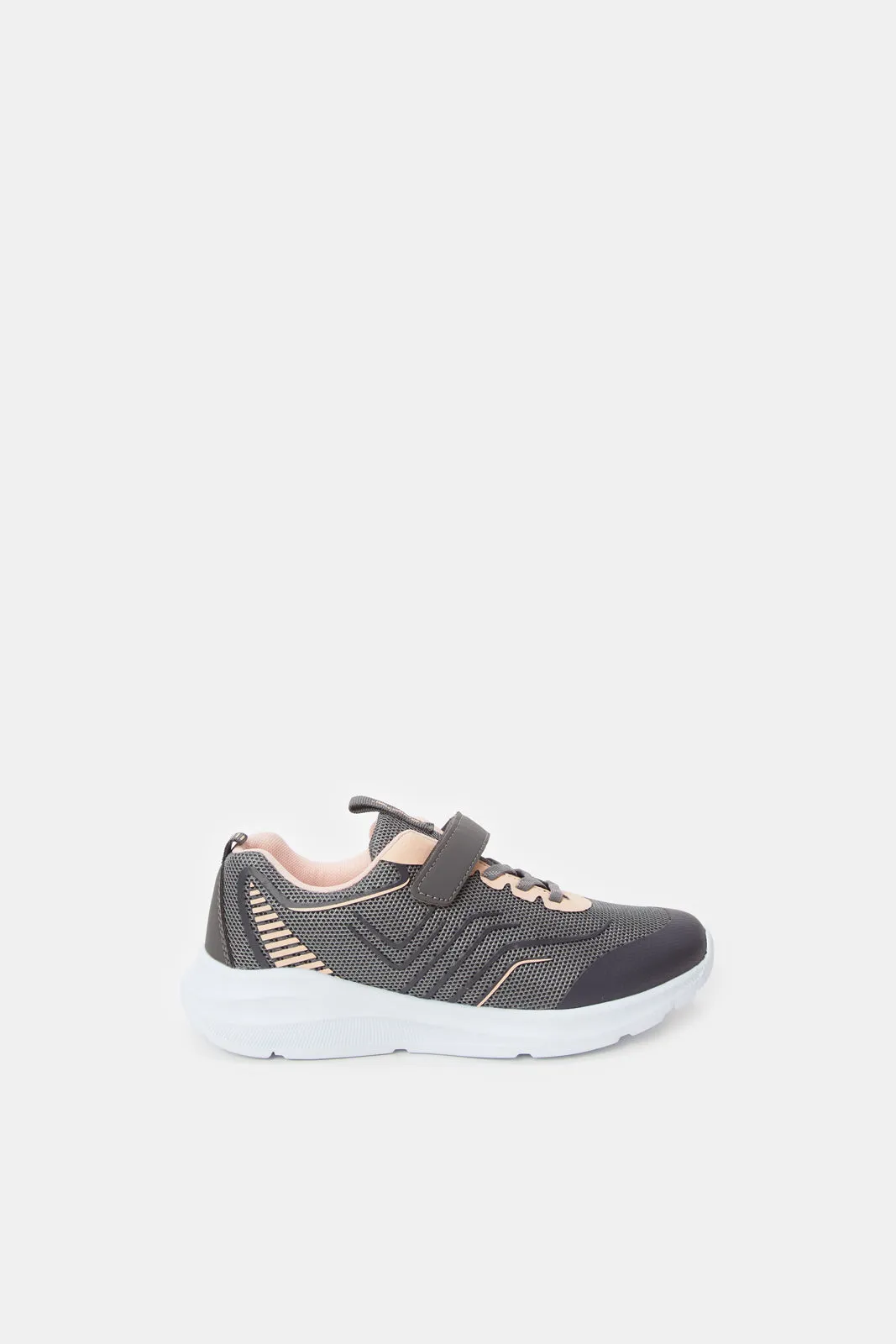 Girls Grey Velcro Strap Trainers