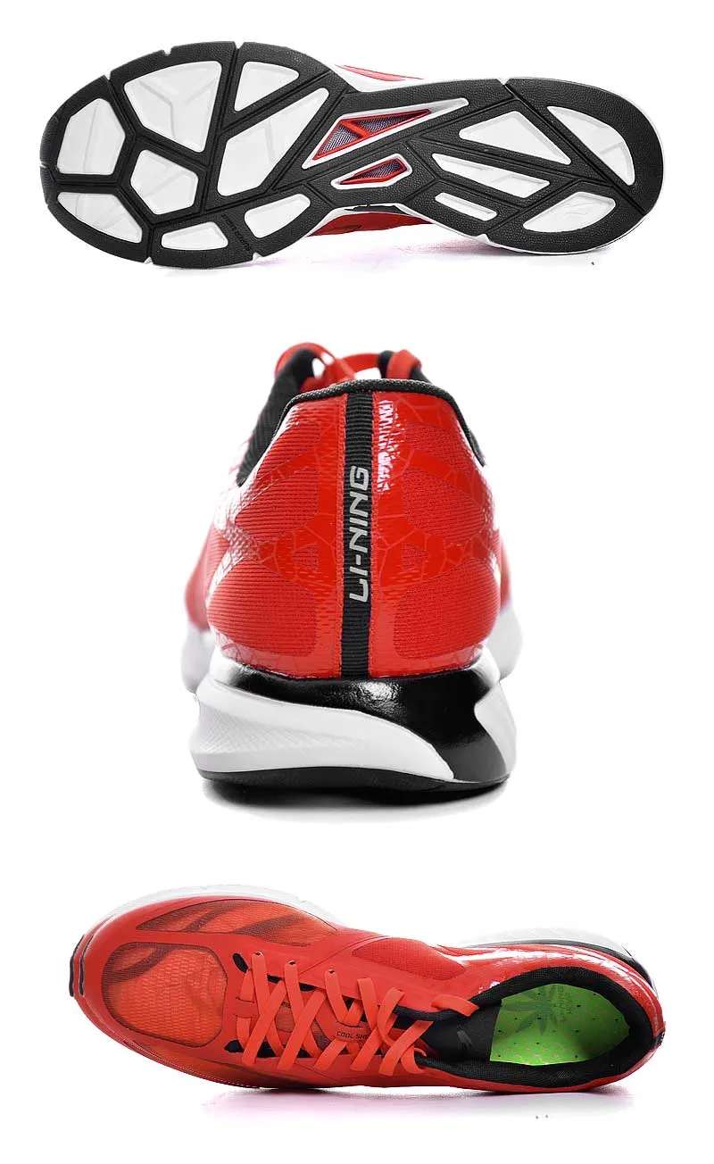 Li-Ning Men's Outdoor Portable Running Shoes Li Ning Anti-Skid Breathable PU Fabric Sports Sneakers
