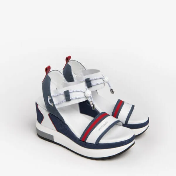 NeroGiardini Navy Blue Sporty Wedge Sandals