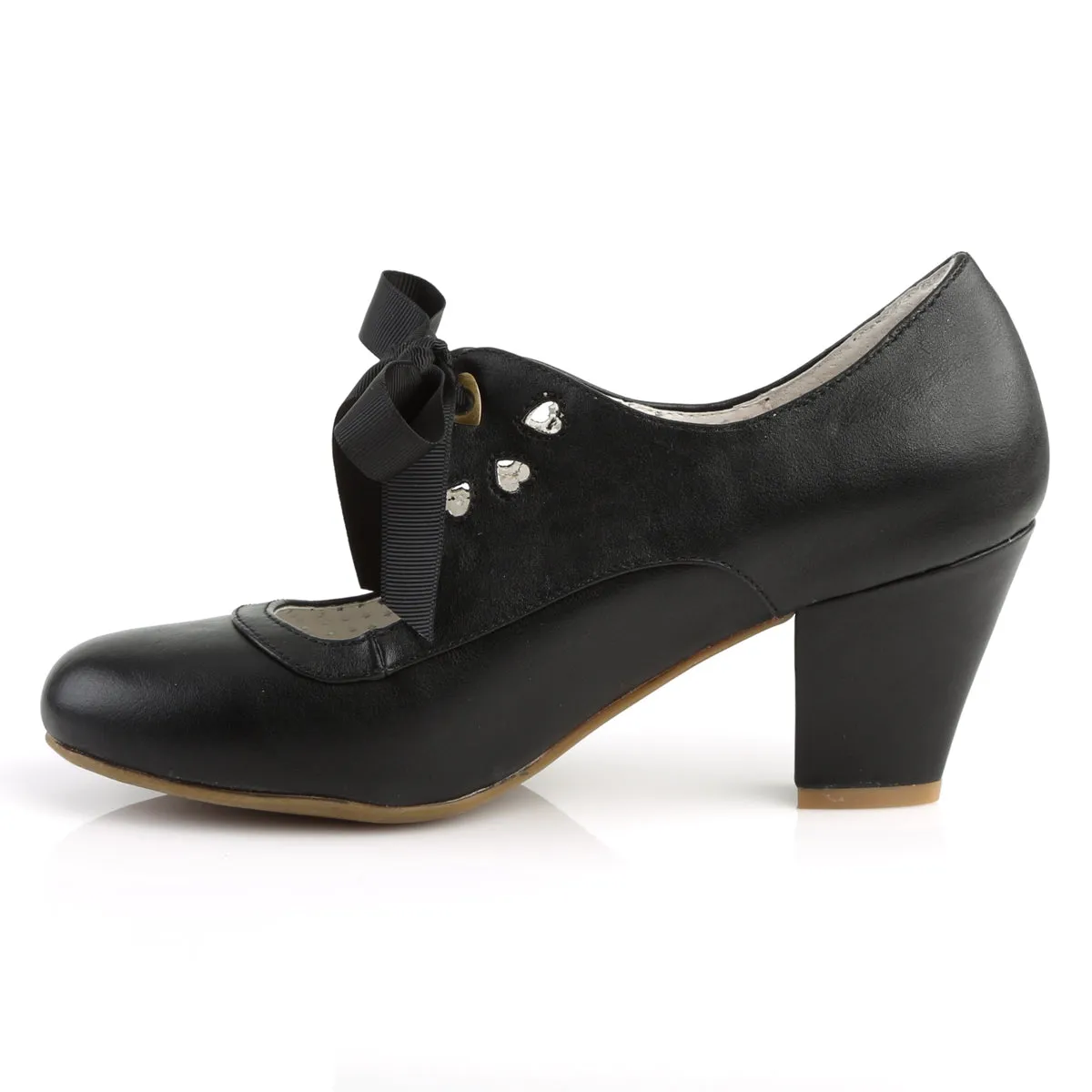 WIGGLE-32 Pin Up Couture Wiggle Black Faux Leather Sexy Single Soles (Retro Heels)
