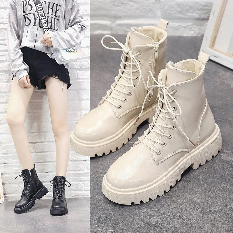 Woman Ankle Boots Flat Heel Shoes Women Lace Up Winter Autumn Shoes