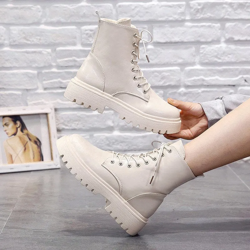 Woman Ankle Boots Flat Heel Shoes Women Lace Up Winter Autumn Shoes